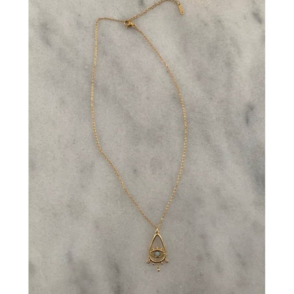 Gold Vintage Style Star Burst Evil Eye Pendant Necklace Brand New - Picture 2 of 3